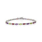 925 Silver Multi-Sapphire Tennis Bracelet
