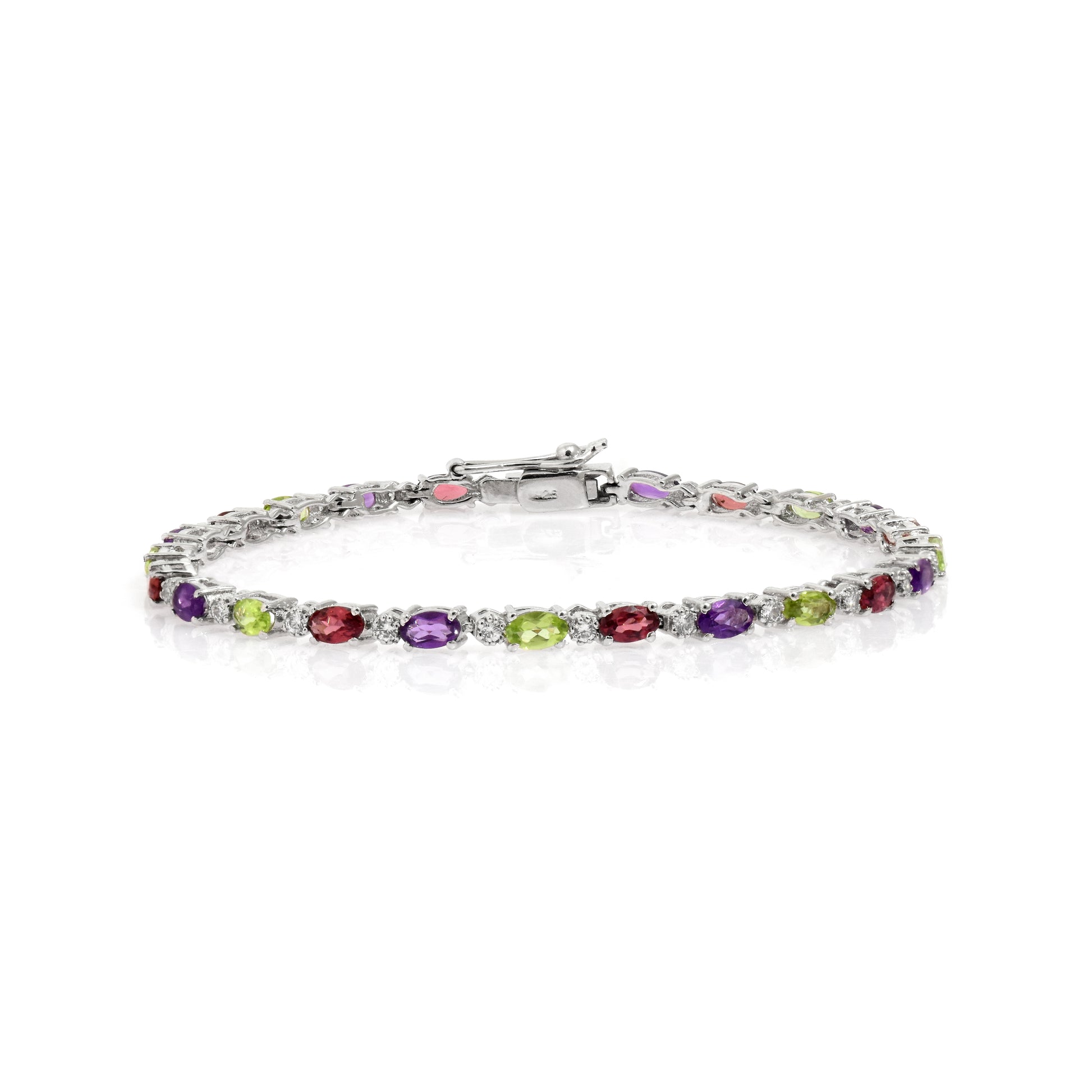 925 Silver Multi-Sapphire Tennis Bracelet