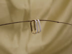 White Enamel Rectangular Earrings for Office - 925 Silver (Gold Plated)
