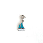 Blue Enamel Sailboat Clip-on Charm - 925 Sterling Silver