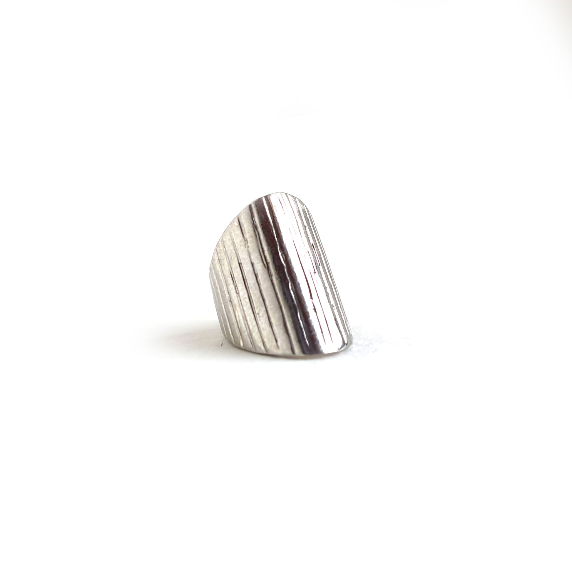 Wide Ribbed 925 Silver Ear Cuff - No Piercing Needed