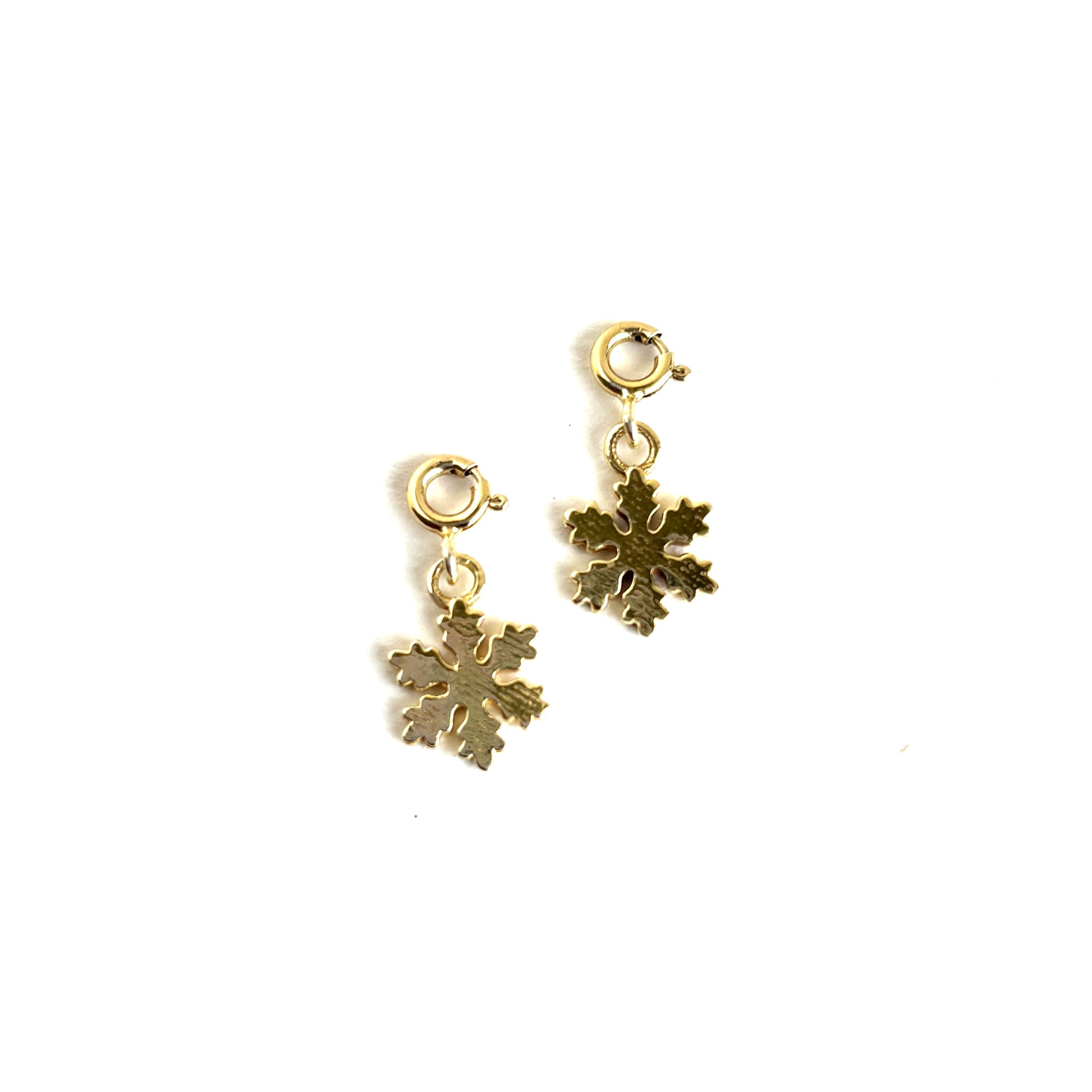 Gold Snowflake Charm Earrings - 925 Silver (Gold Plated)