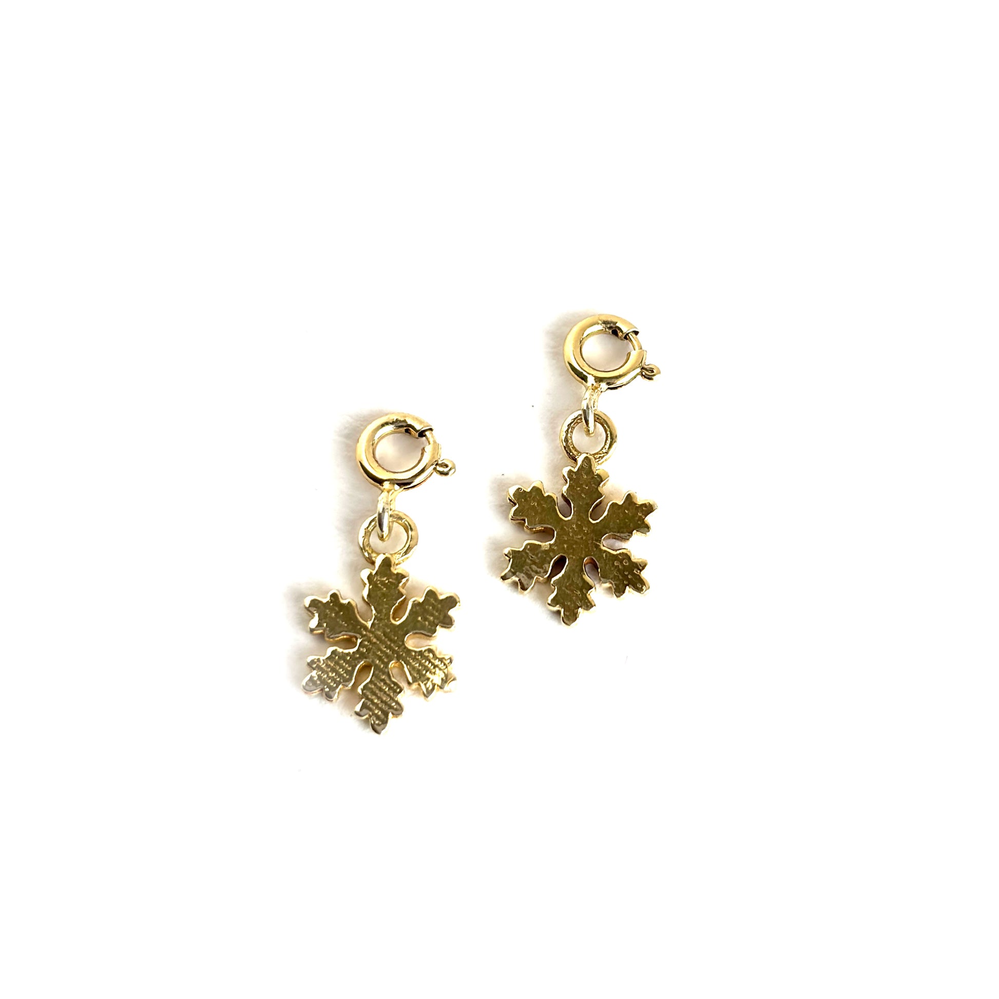 Gold Snowflake Charm Earrings - 925 Silver (Gold Plated)