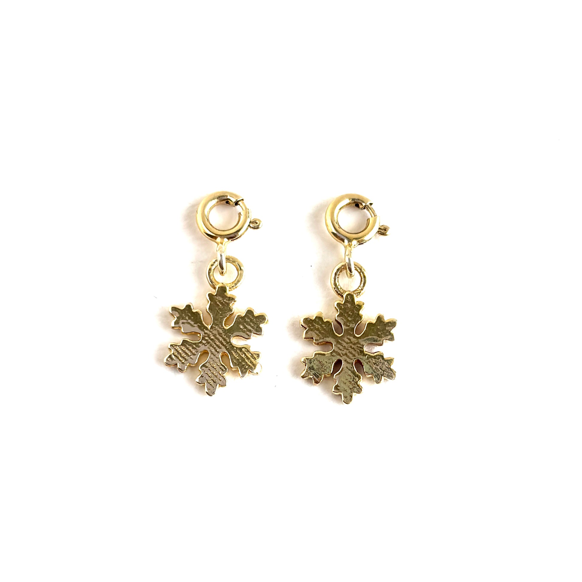 Gold Snowflake Charm Earrings - 925 Silver (Gold Plated)