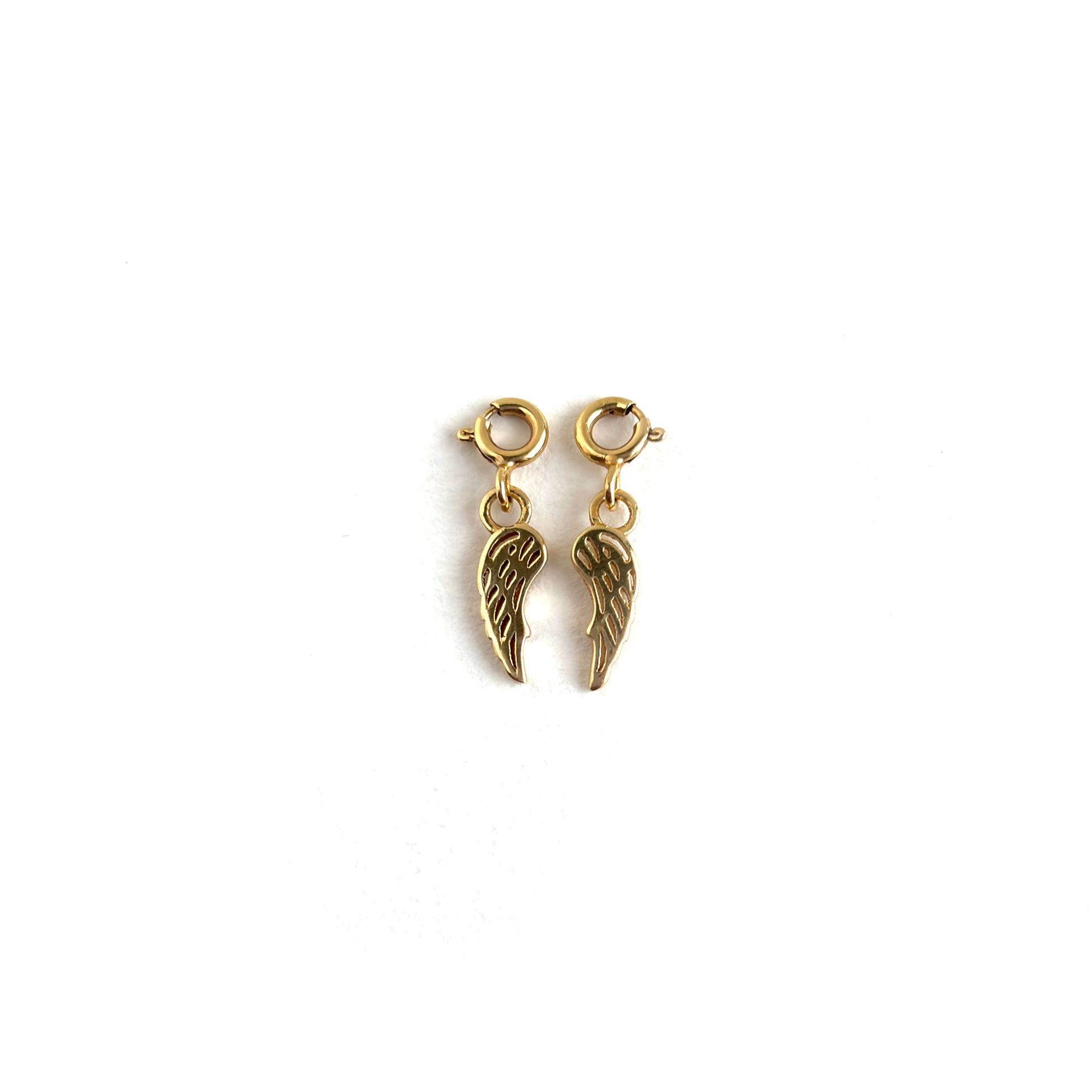 Gold Angel Wing Charm Earrings - 925 Silver (Gold Plated)