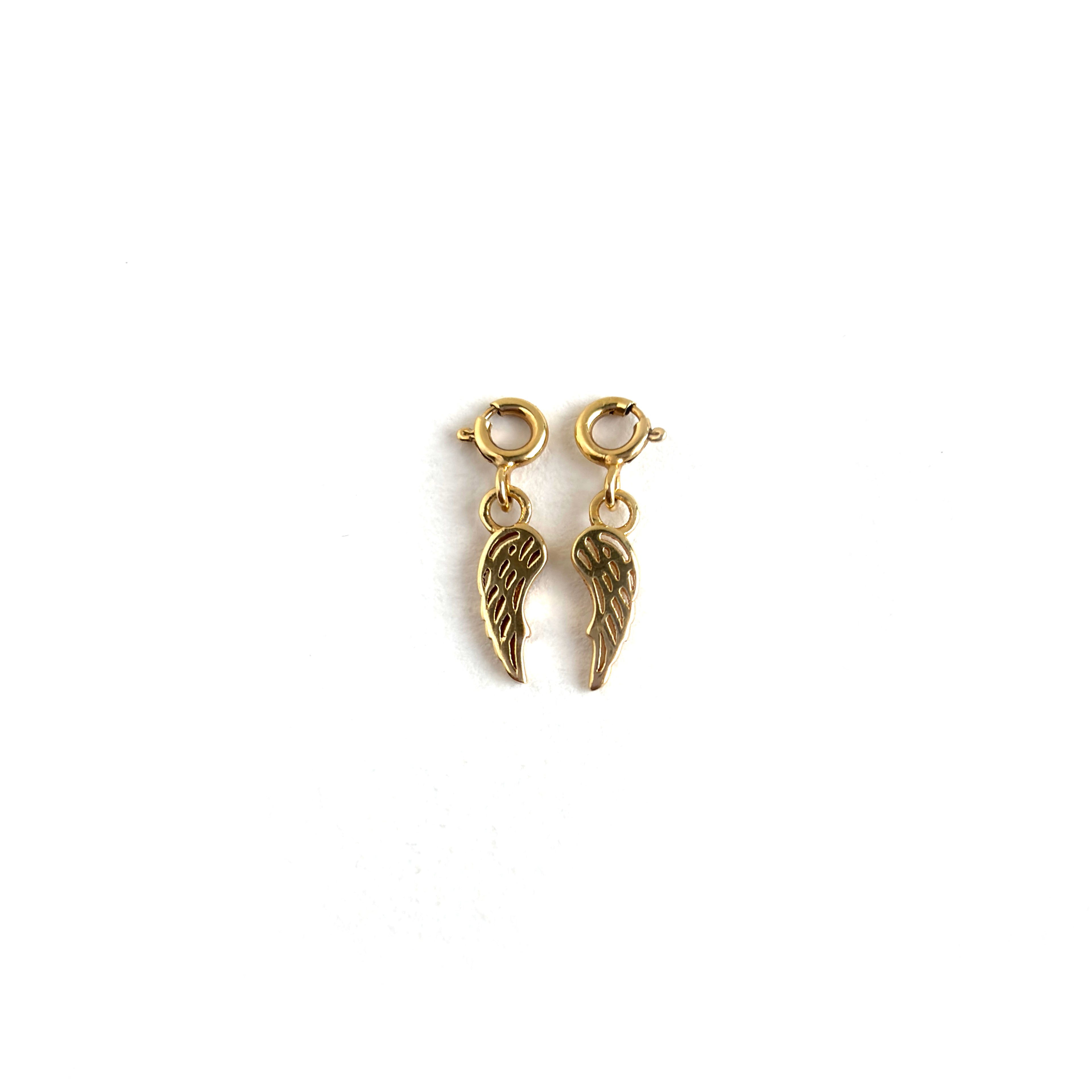 Gold Angel Wing Charm Earrings - 925 Silver (Gold Plated)