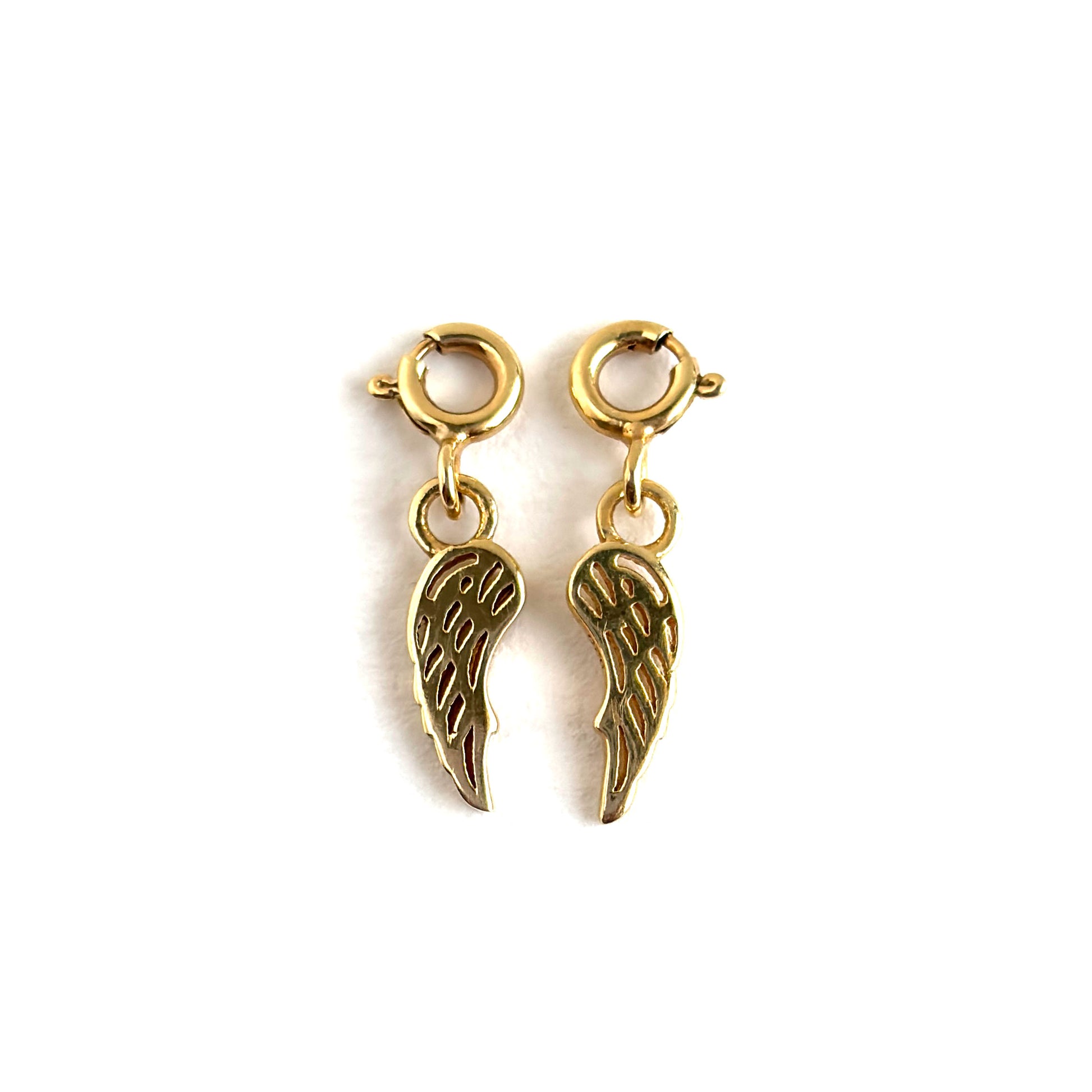 Gold Angel Wing Charm Earrings - 925 Silver (Gold Plated)