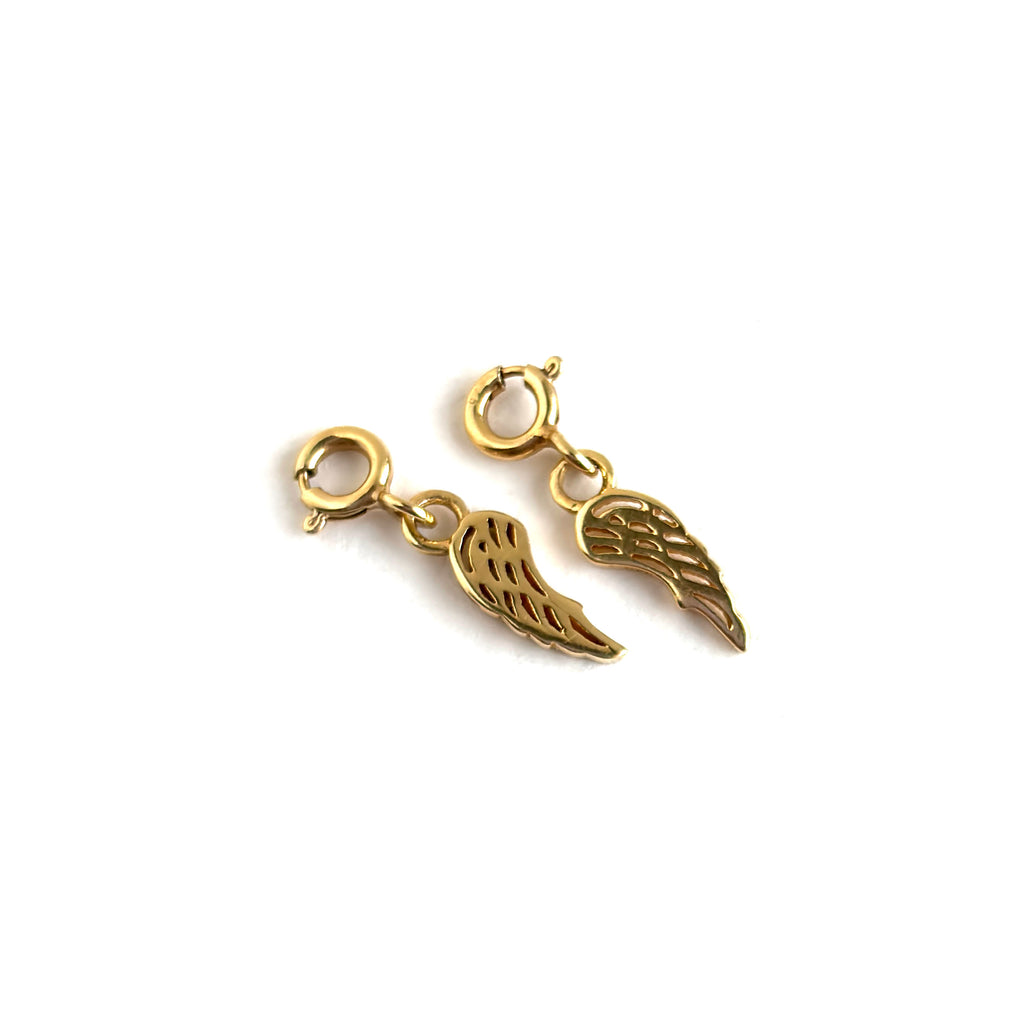 Gold Angel Wing Charm Earrings - 925 Silver (Gold Plated)