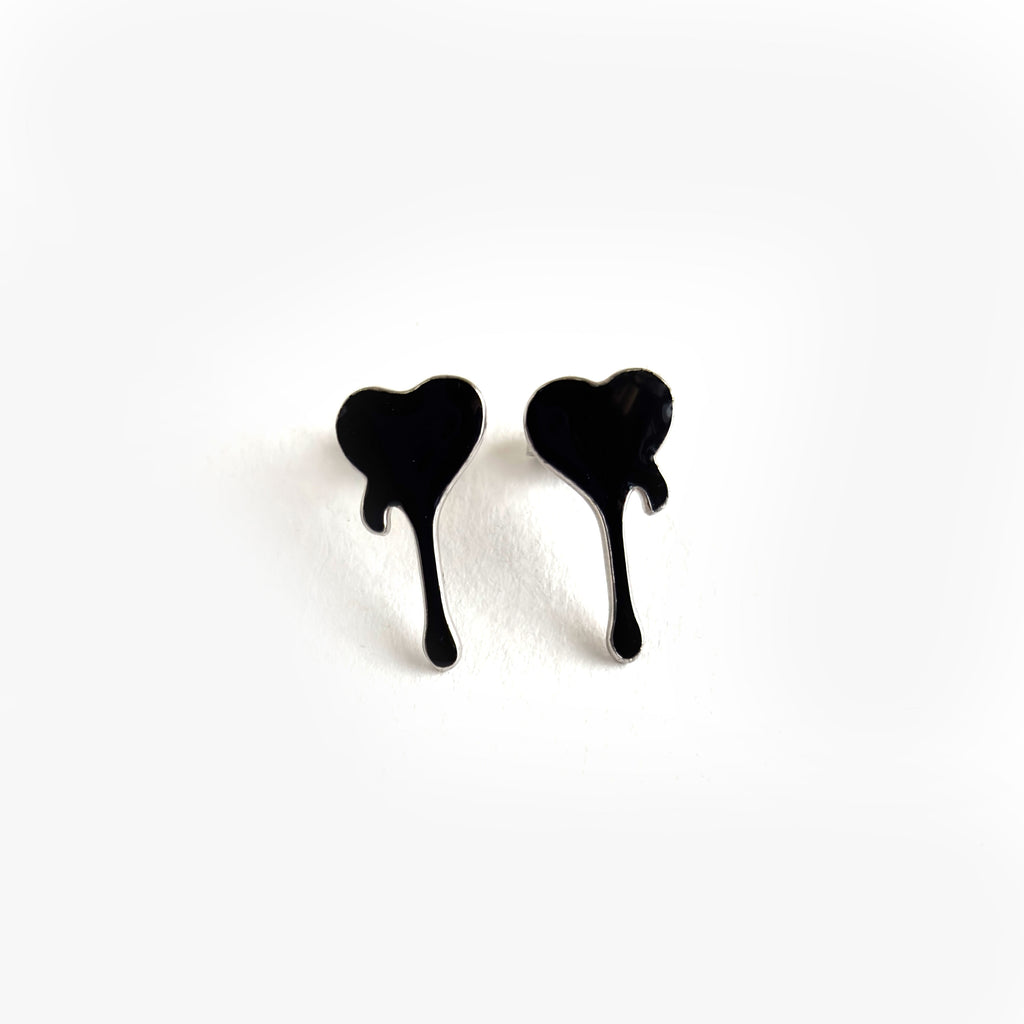 Black Enamel 925 Silver Earrings