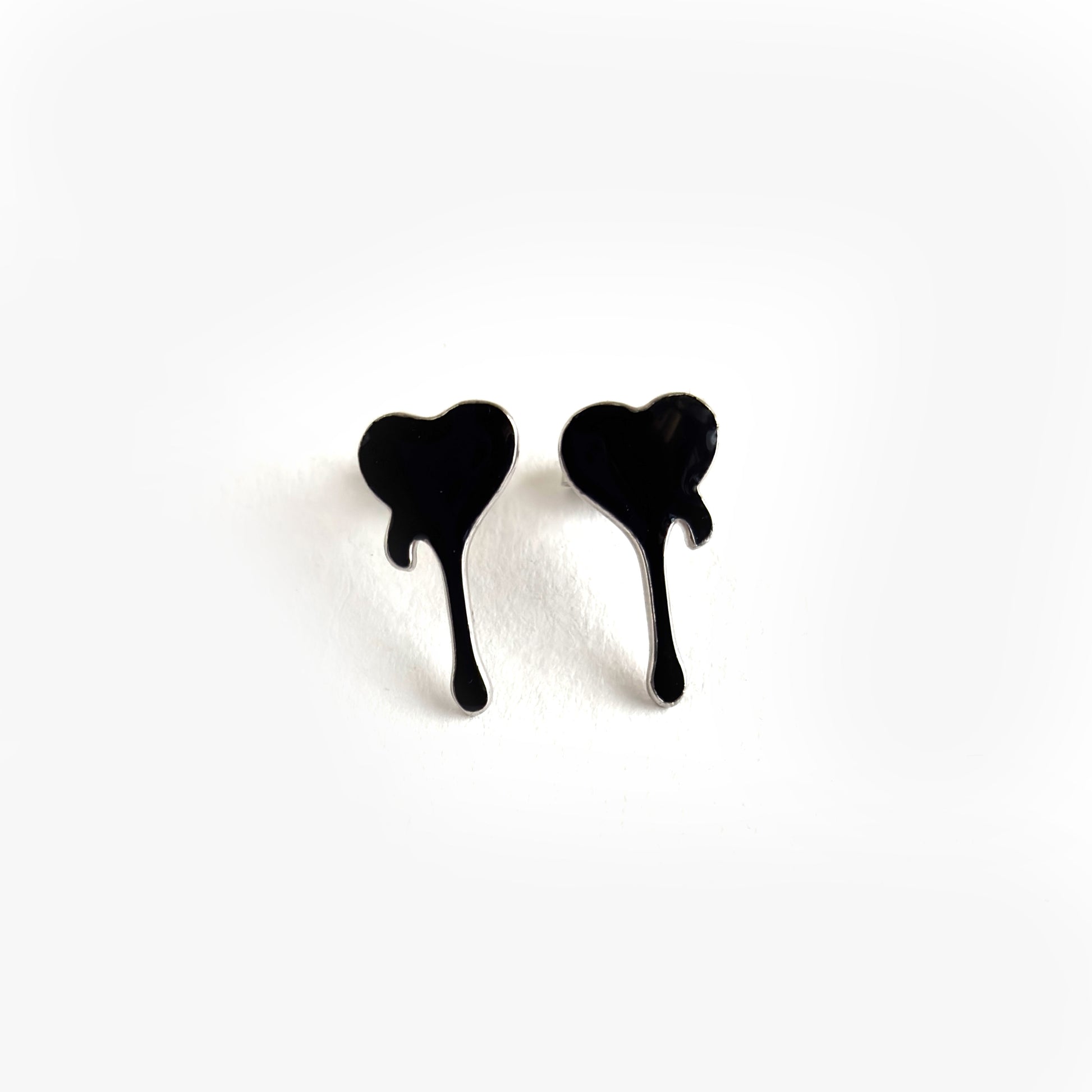 Black Enamel 925 Silver Earrings