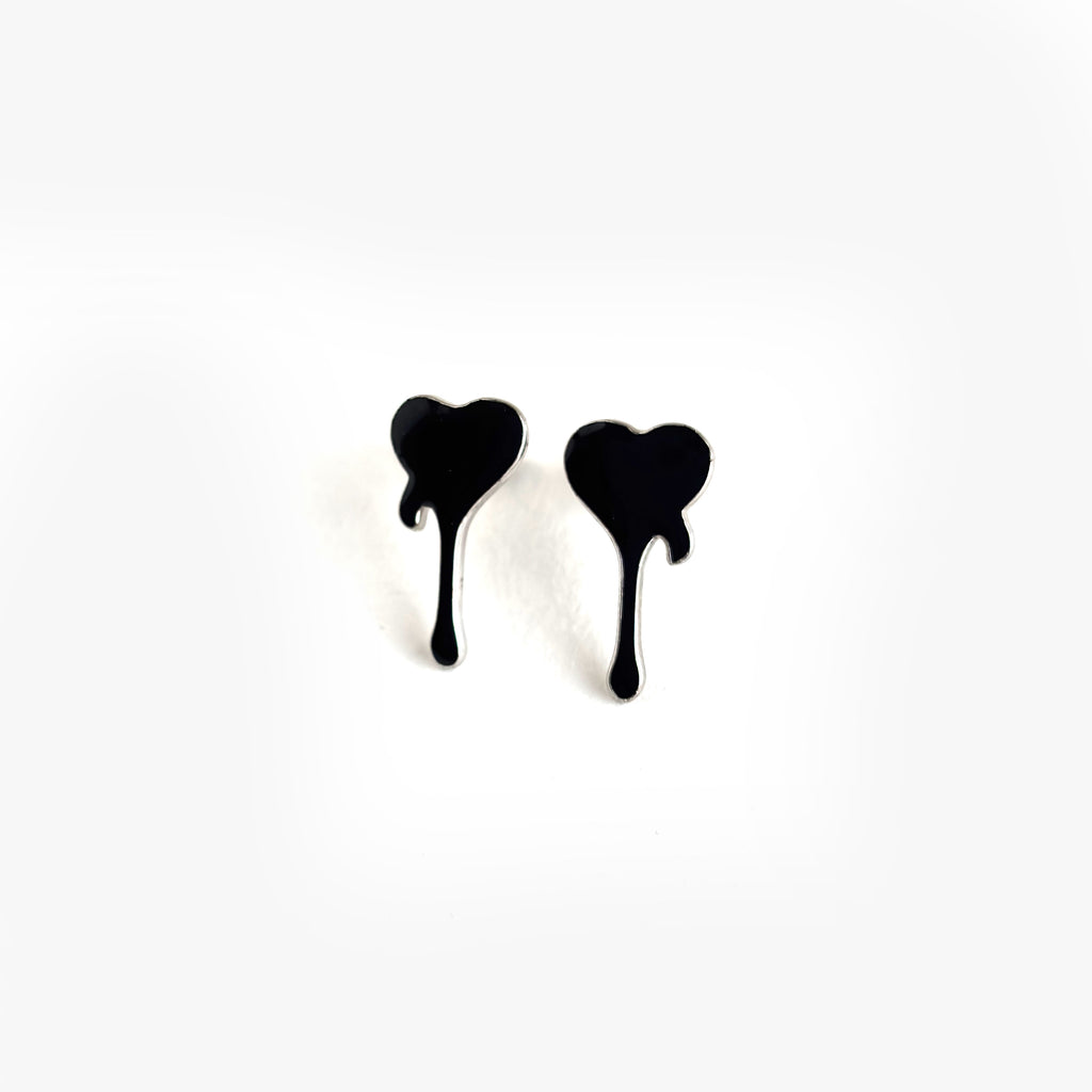 Black Enamel 925 Silver Earrings