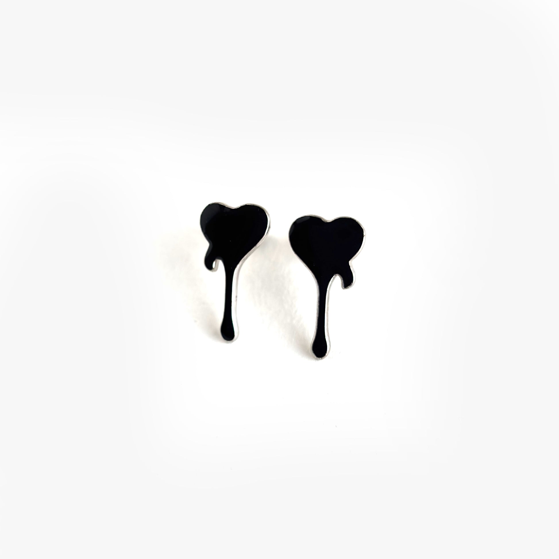 Black Enamel 925 Silver Earrings