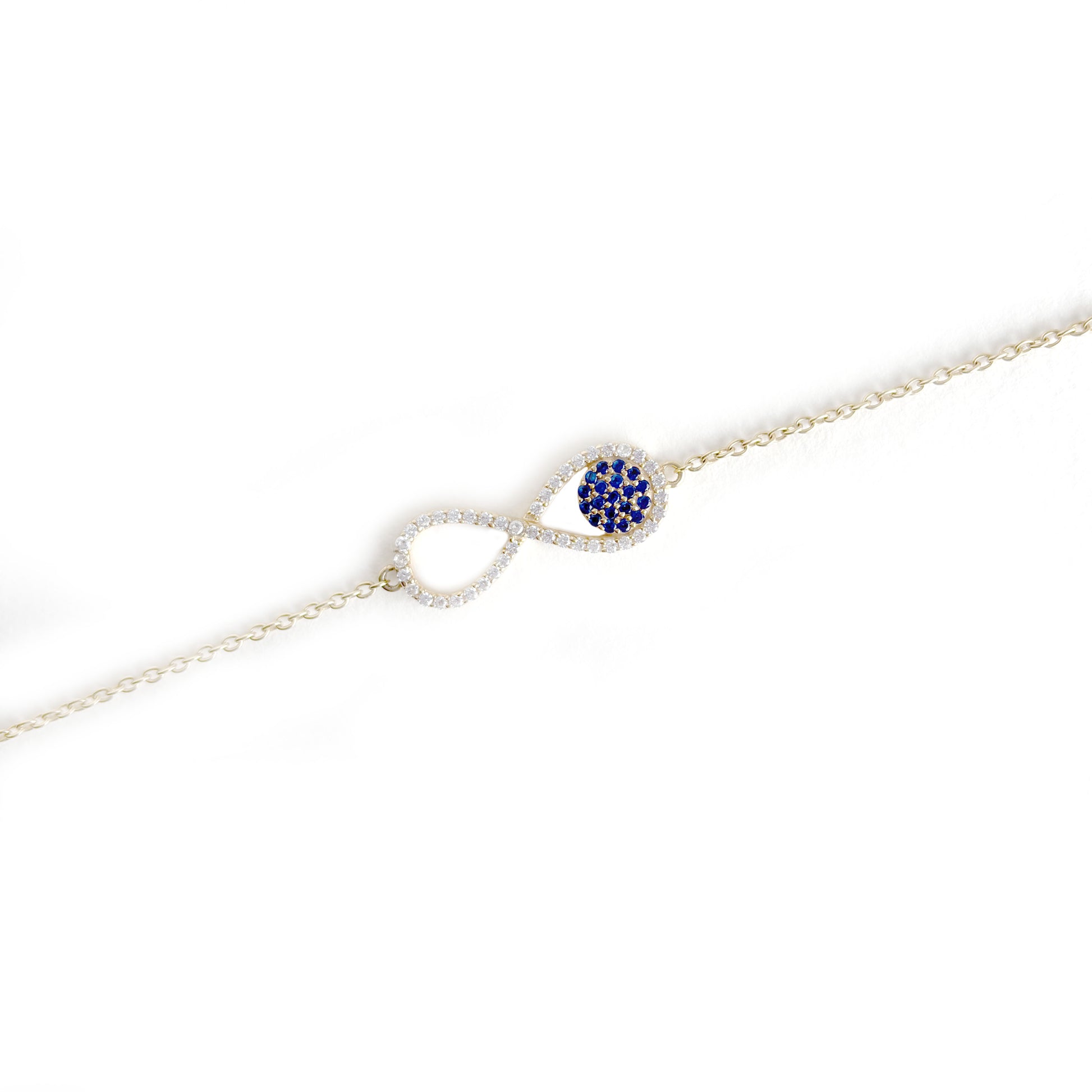 925 Silver Infinity Bracelet with Blue Pave