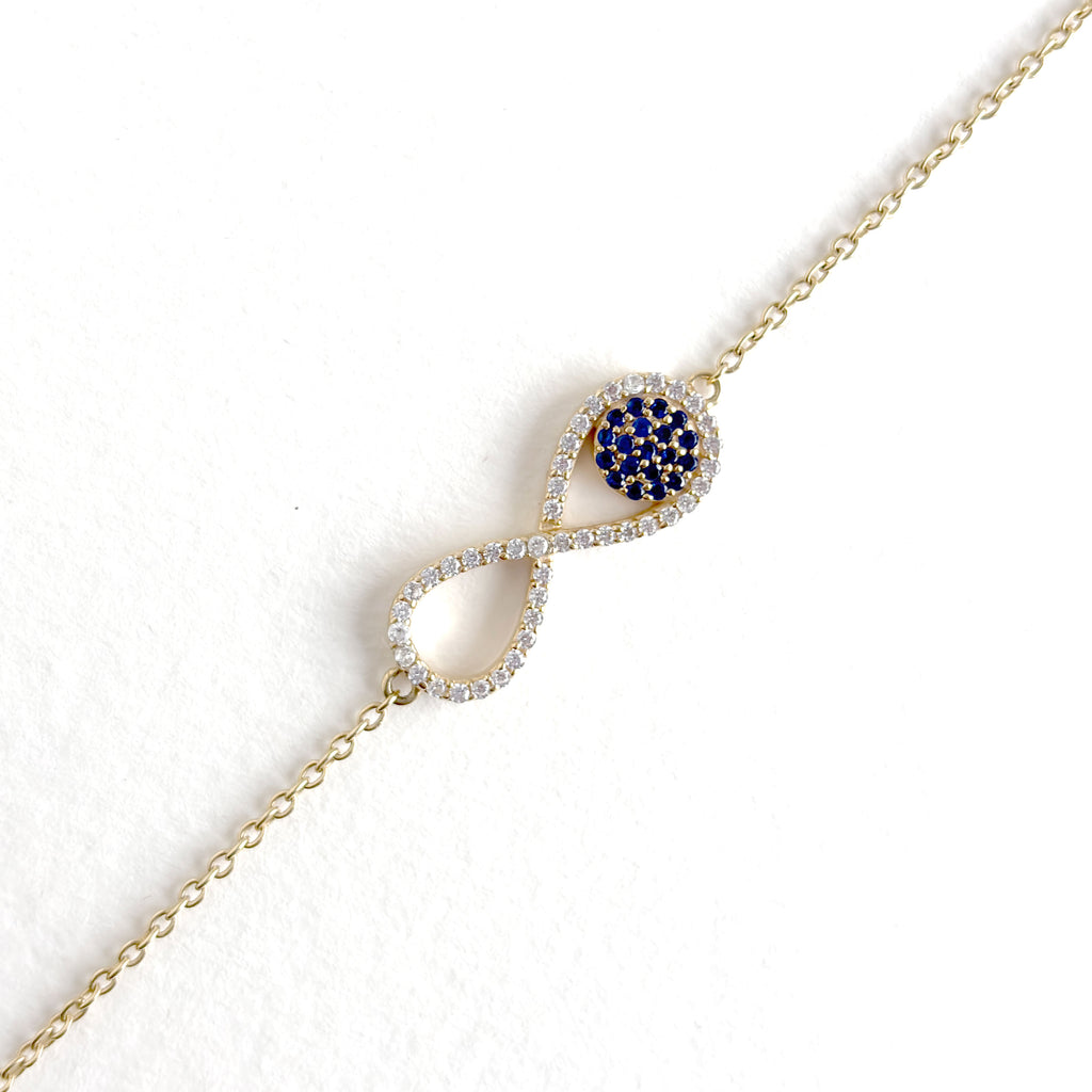 925 Silver Infinity Bracelet with Blue Pave