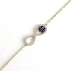925 Silver Infinity Bracelet with Blue Pave