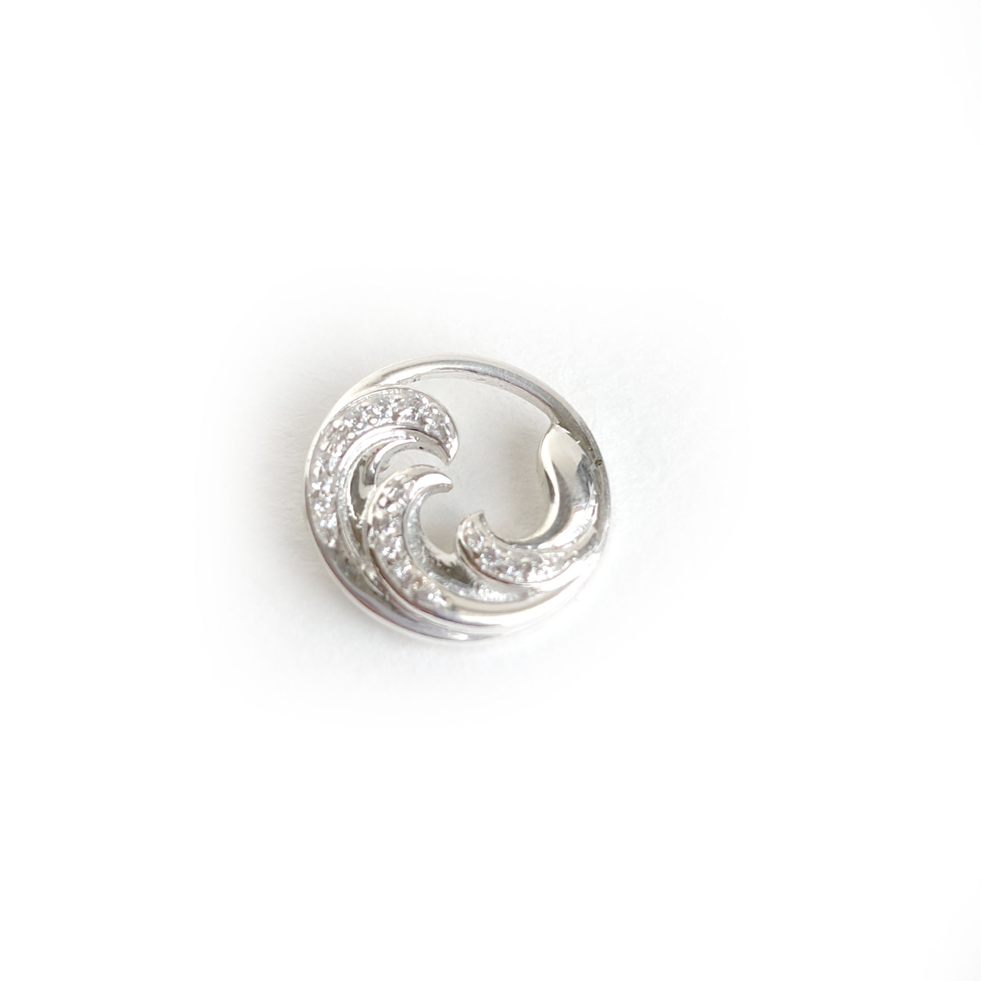 Sterling Silver Ocean Wave Circle Pendant