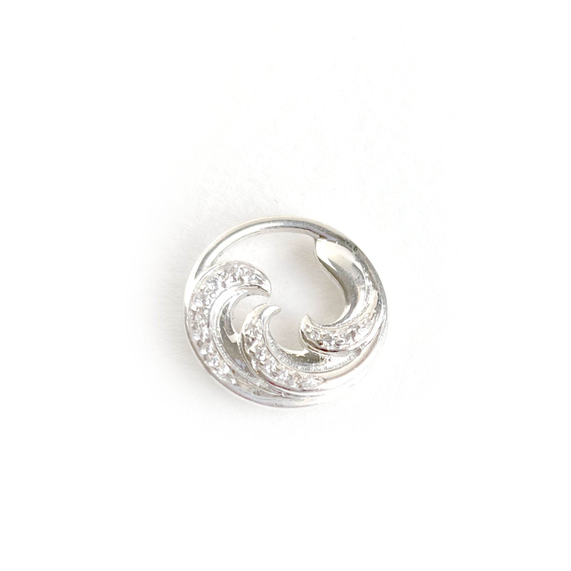 Sterling Silver Ocean Wave Circle Pendant