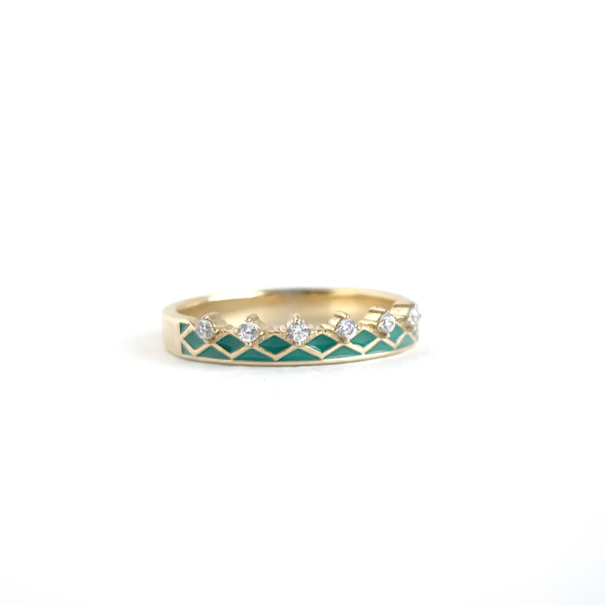 Vintage 925 Silver Green Enamel Band