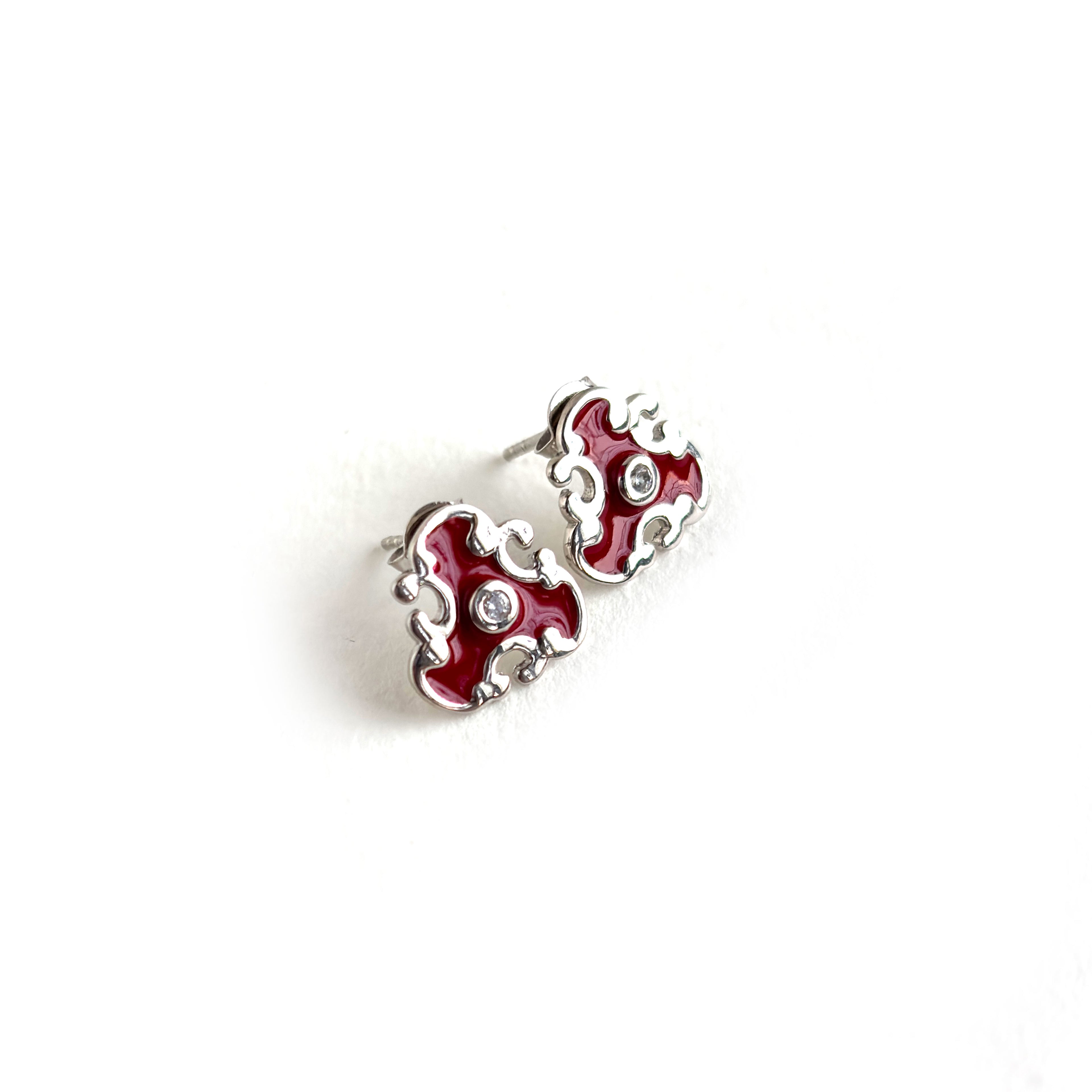 Vintage Style Red Baroque 925 Earrings | Crystal Center