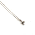 Silver Flower Stem Pendant Necklace - 925 Sterling Silver