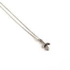 Silver Flower Stem Pendant Necklace - 925 Sterling Silver
