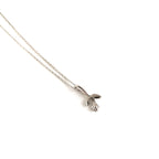 Silver Flower Stem Pendant Necklace - 925 Sterling Silver