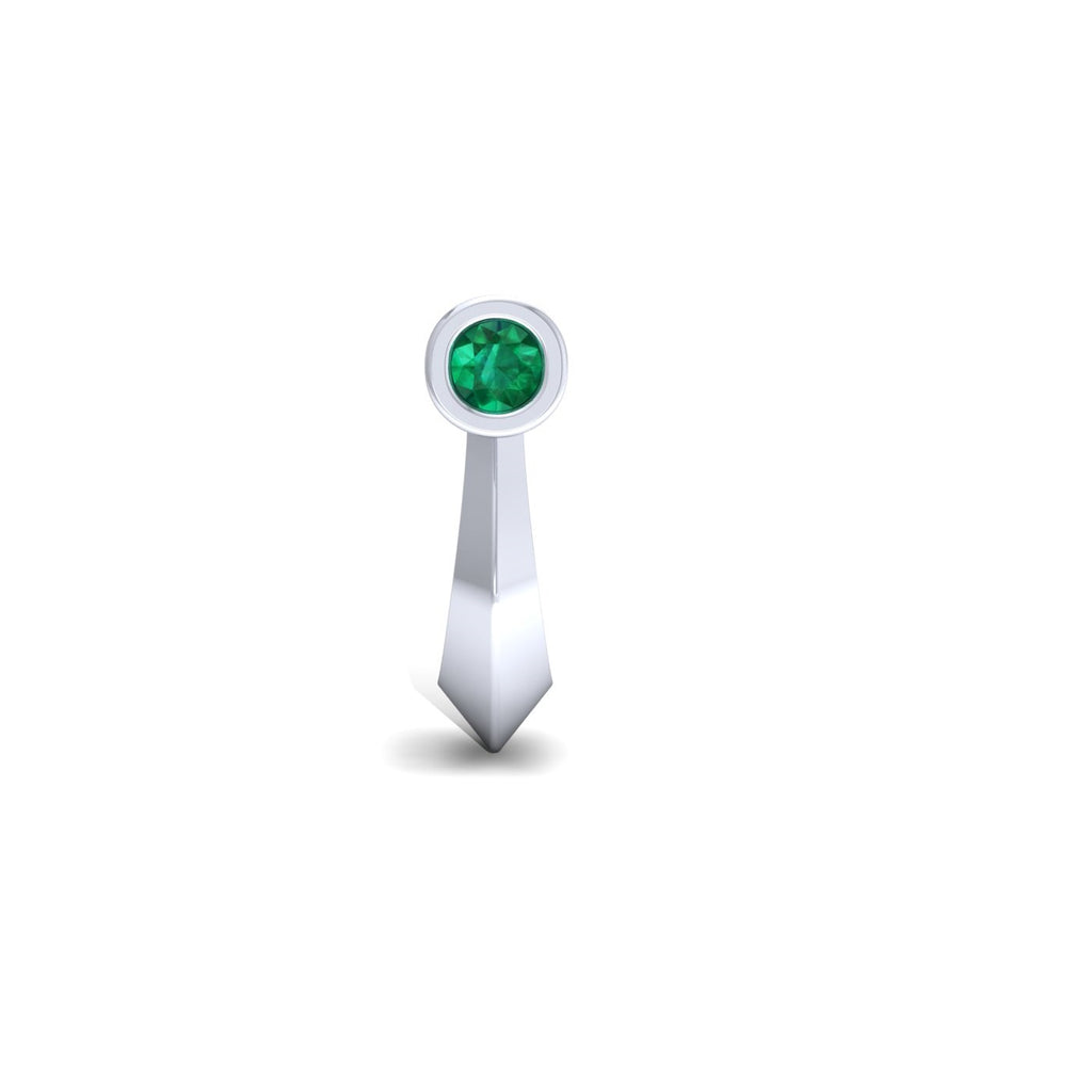 925 Silver Modern U-Shape Bezel Studs - Ruby, Emerald & Sapphire Colors