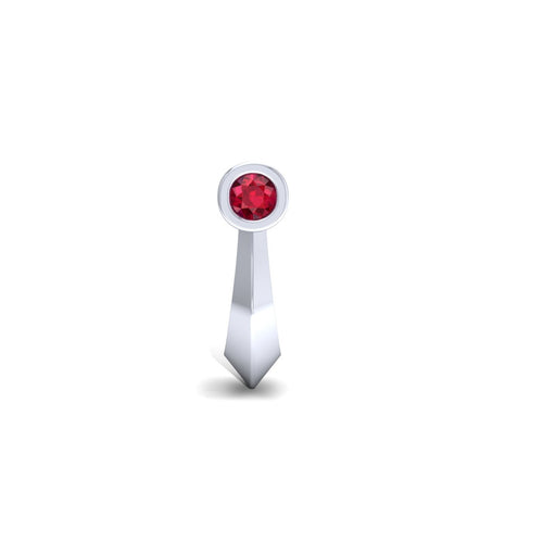 925 Silver Modern U-Shape Bezel Studs - Ruby, Emerald & Sapphire Colors