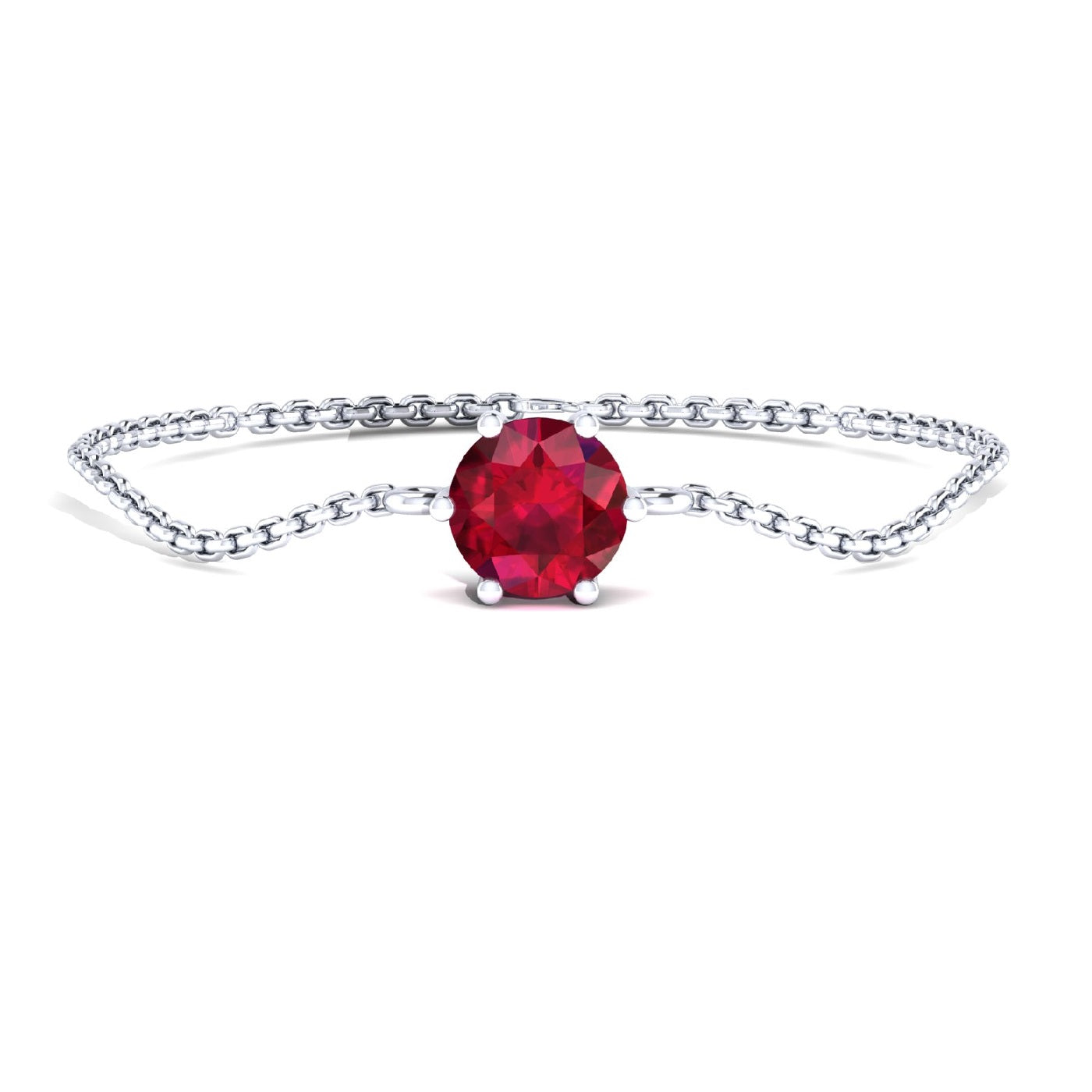 Solitaire Round Gemstone Bracelet – 925 Sterling Silver