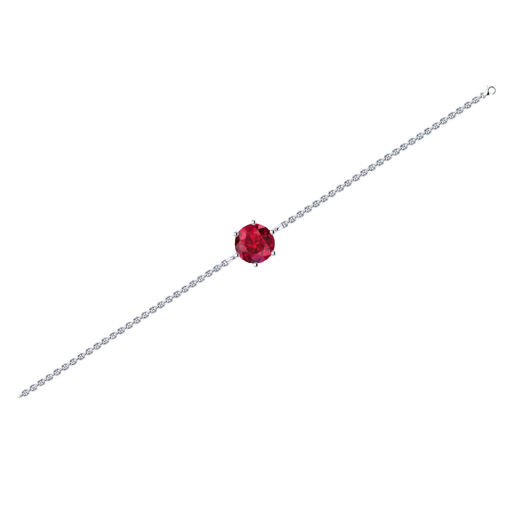 Solitaire Round Gemstone Bracelet – 925 Sterling Silver