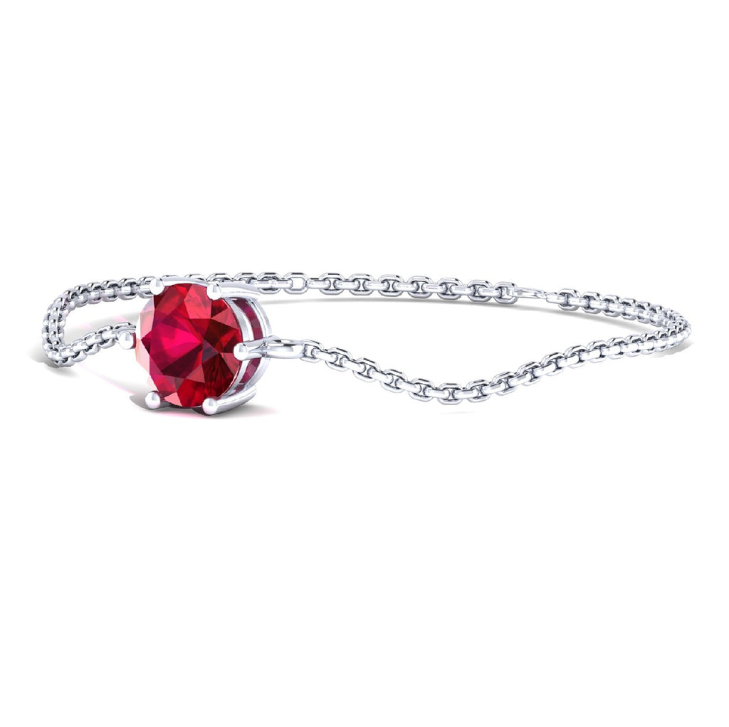 Solitaire Round Gemstone Bracelet – 925 Sterling Silver