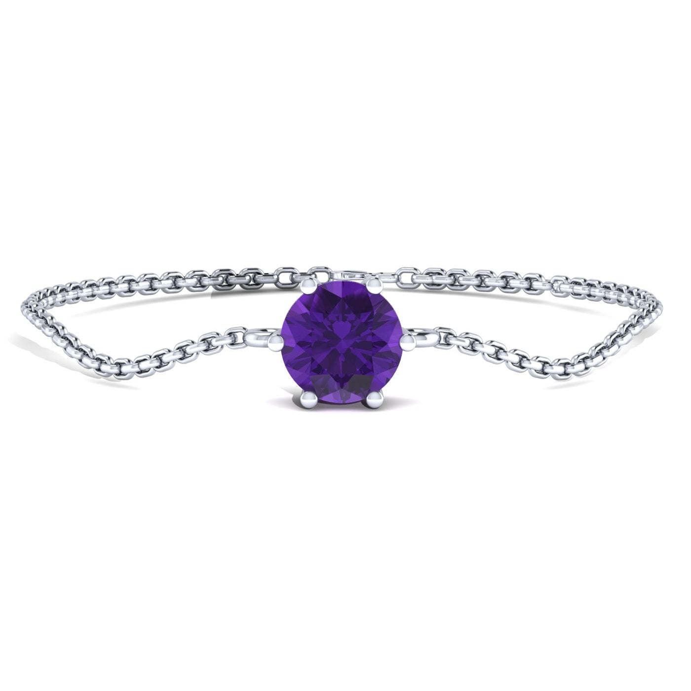 Solitaire Round Gemstone Bracelet – 925 Sterling Silver