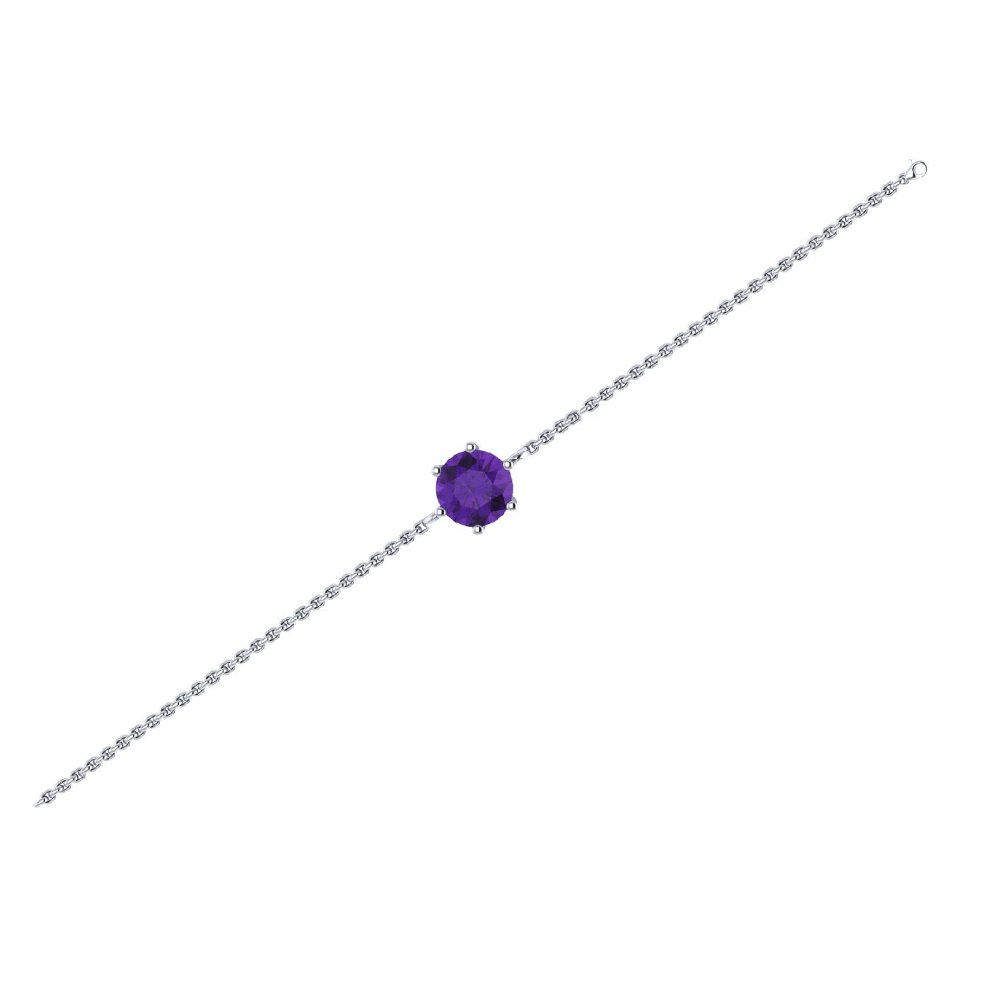 Solitaire Round Gemstone Bracelet – 925 Sterling Silver