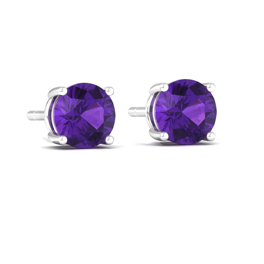 Silver Amethyst 925 Silver Stud Earrings