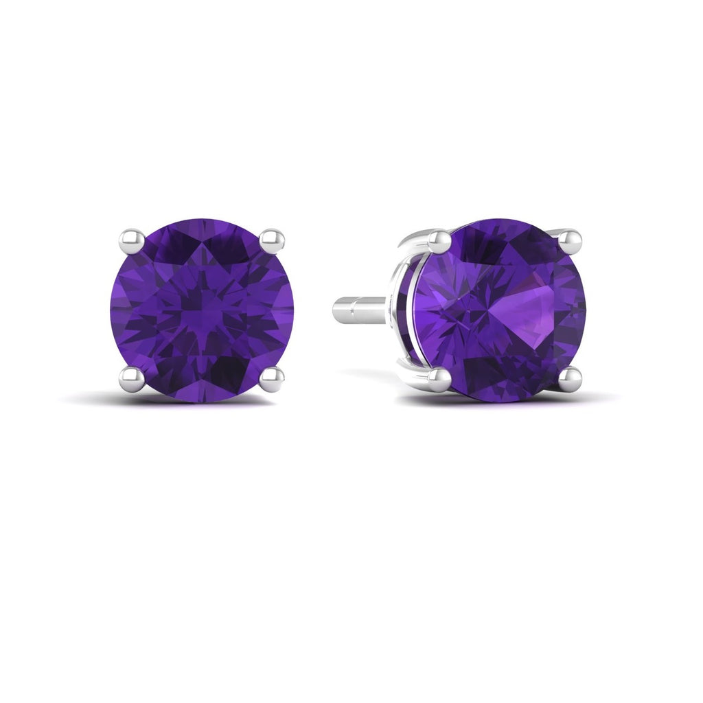 Silver Amethyst 925 Silver Stud Earrings