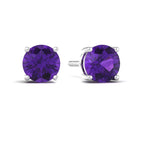 Silver Amethyst 925 Silver Stud Earrings