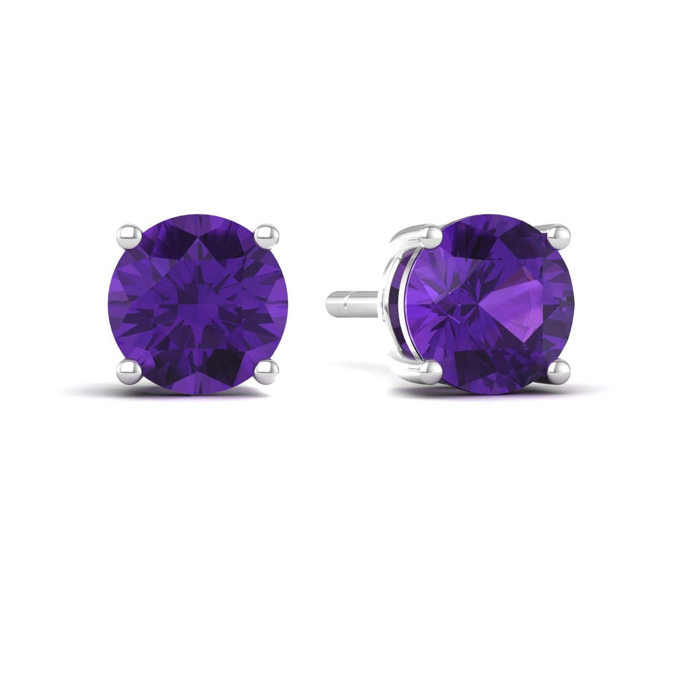 Silver Amethyst 925 Silver Stud Earrings
