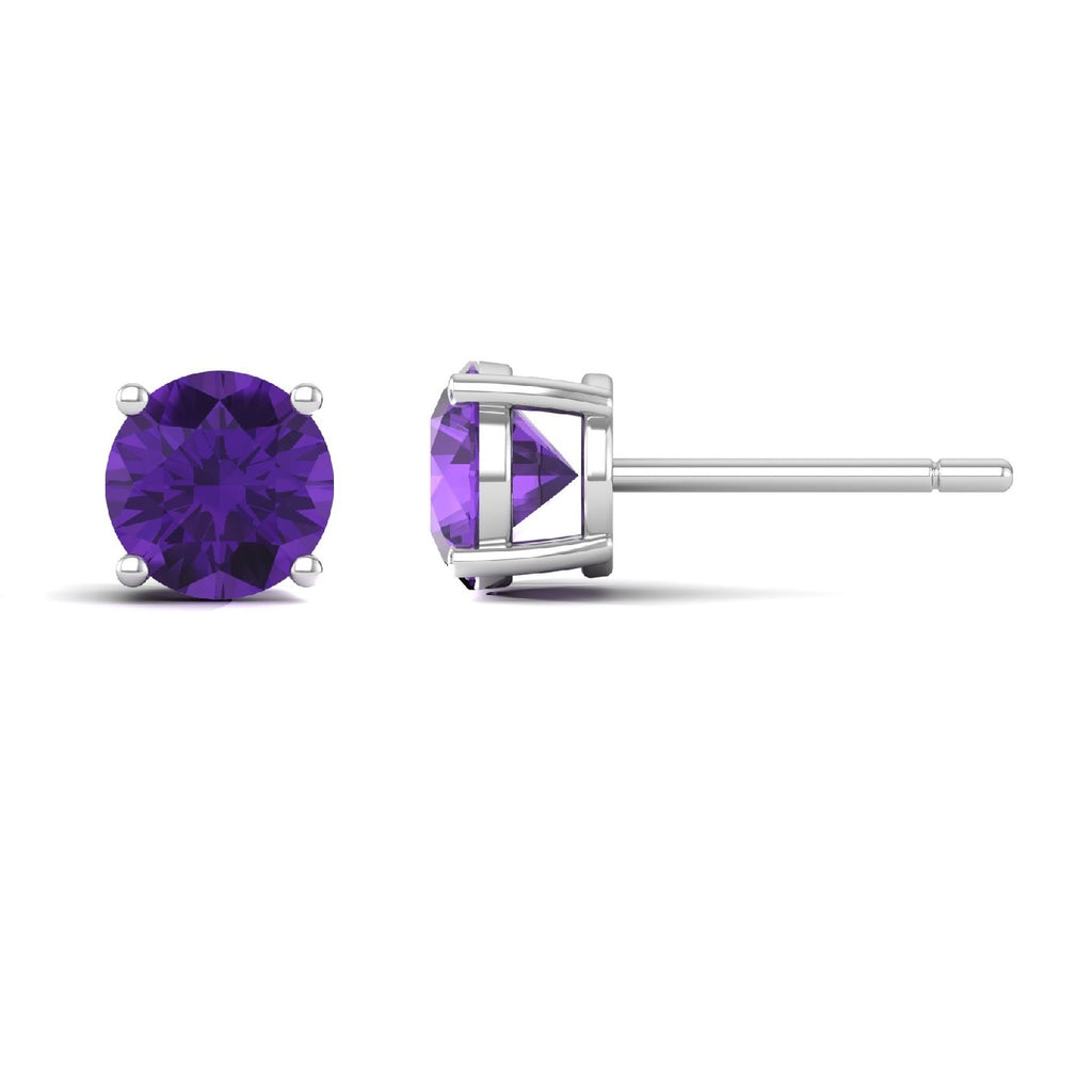 Silver Amethyst 925 Silver Stud Earrings