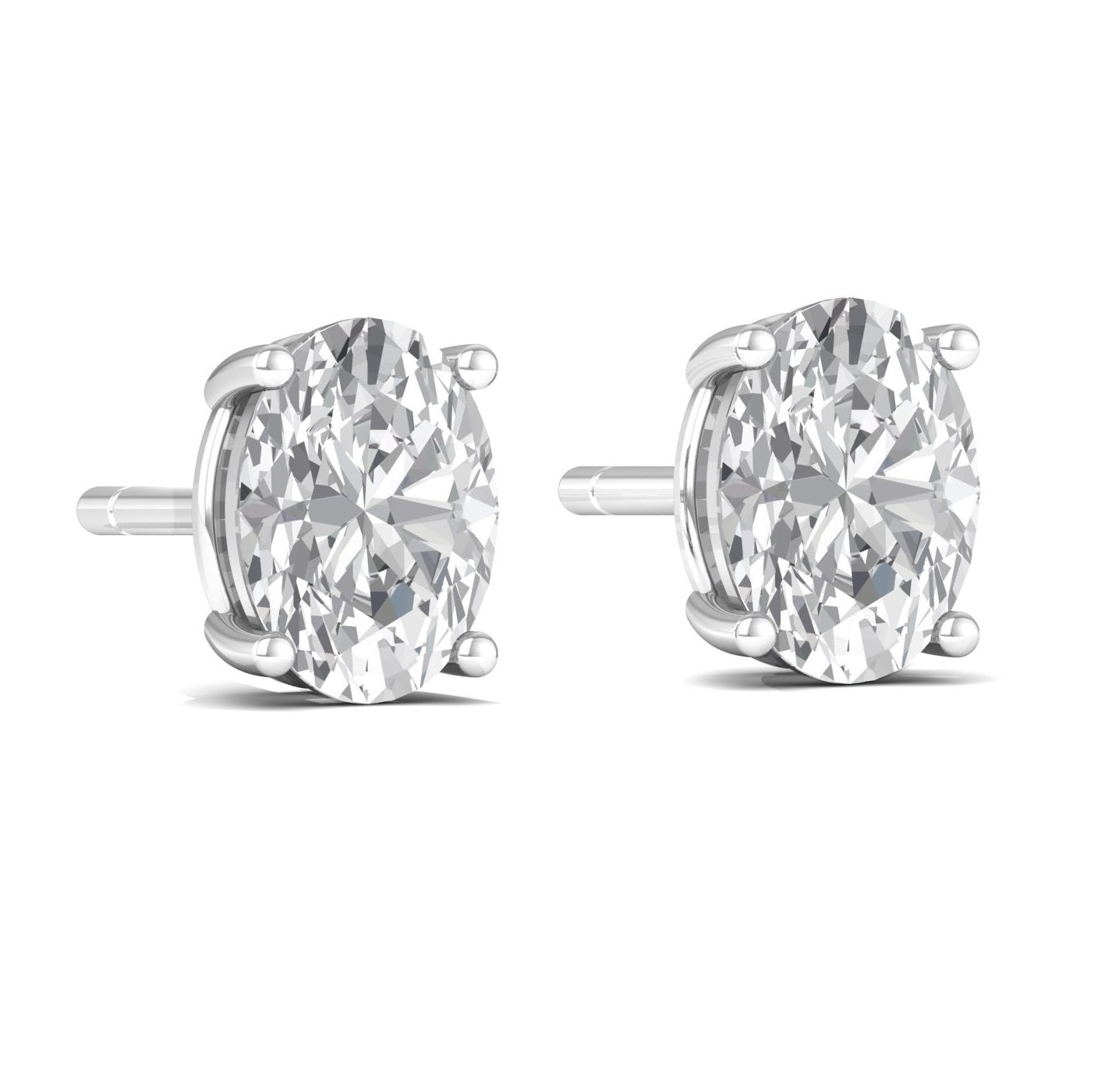 Classic Oval Cut Solitaire Studs Earrings - 925 Silver