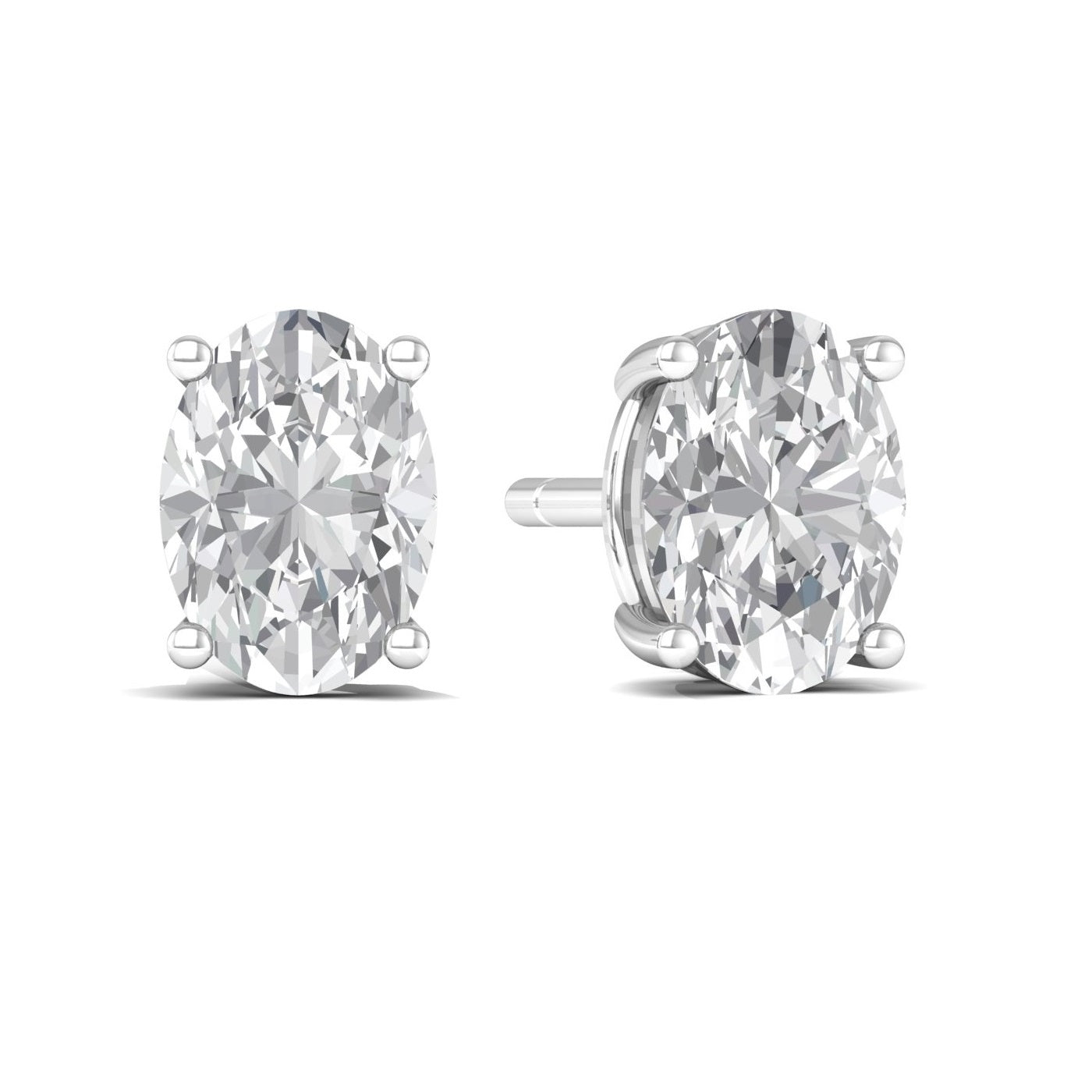 Classic Oval Cut Solitaire Studs Earrings - 925 Silver