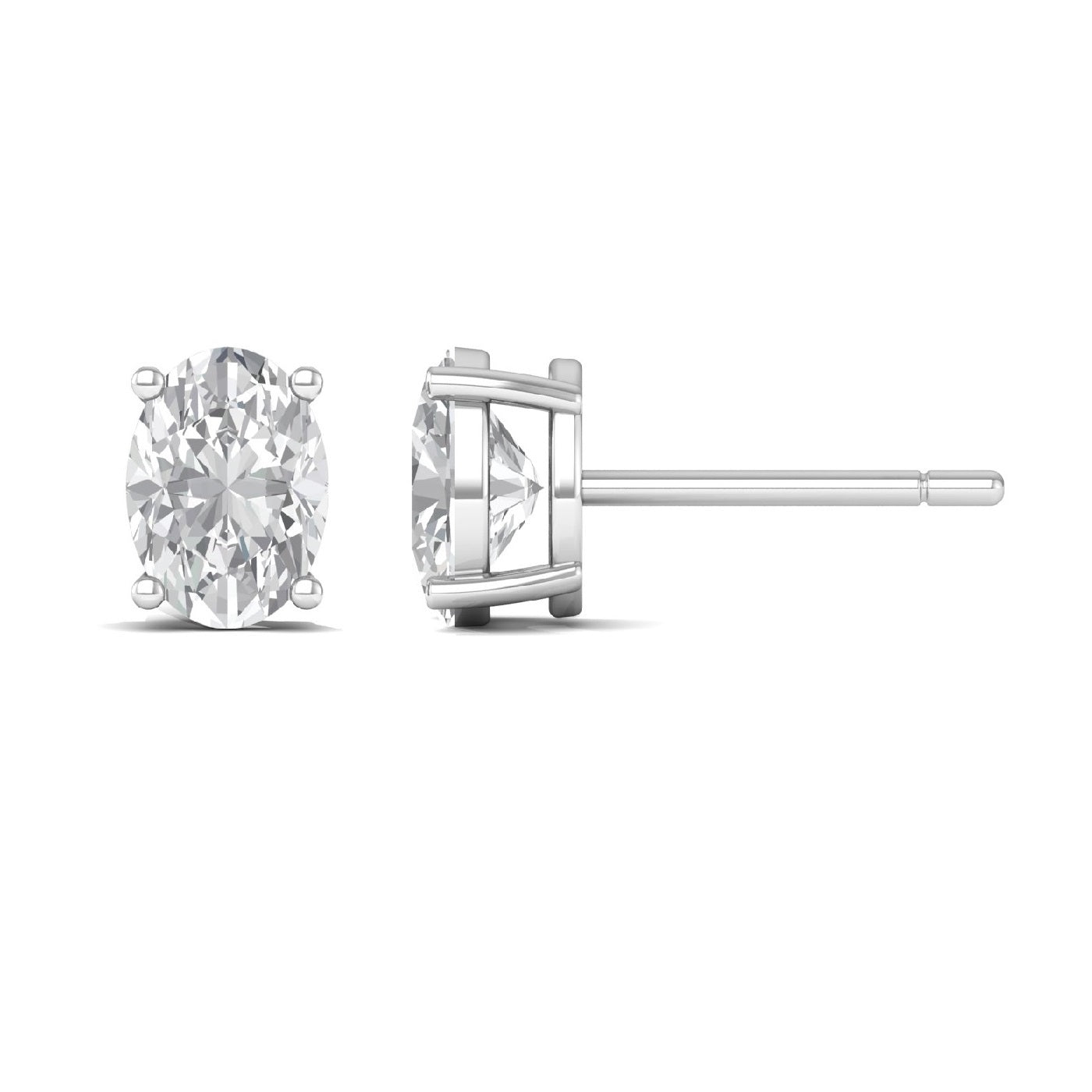 Classic Oval Cut Solitaire Studs Earrings - 925 Silver