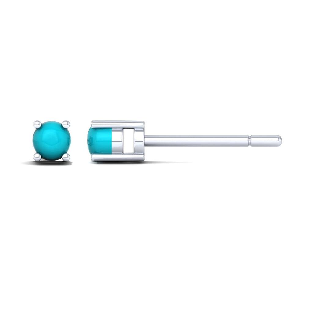 Natural Turquoise Cabochon Studs - 925 Sterling Silver