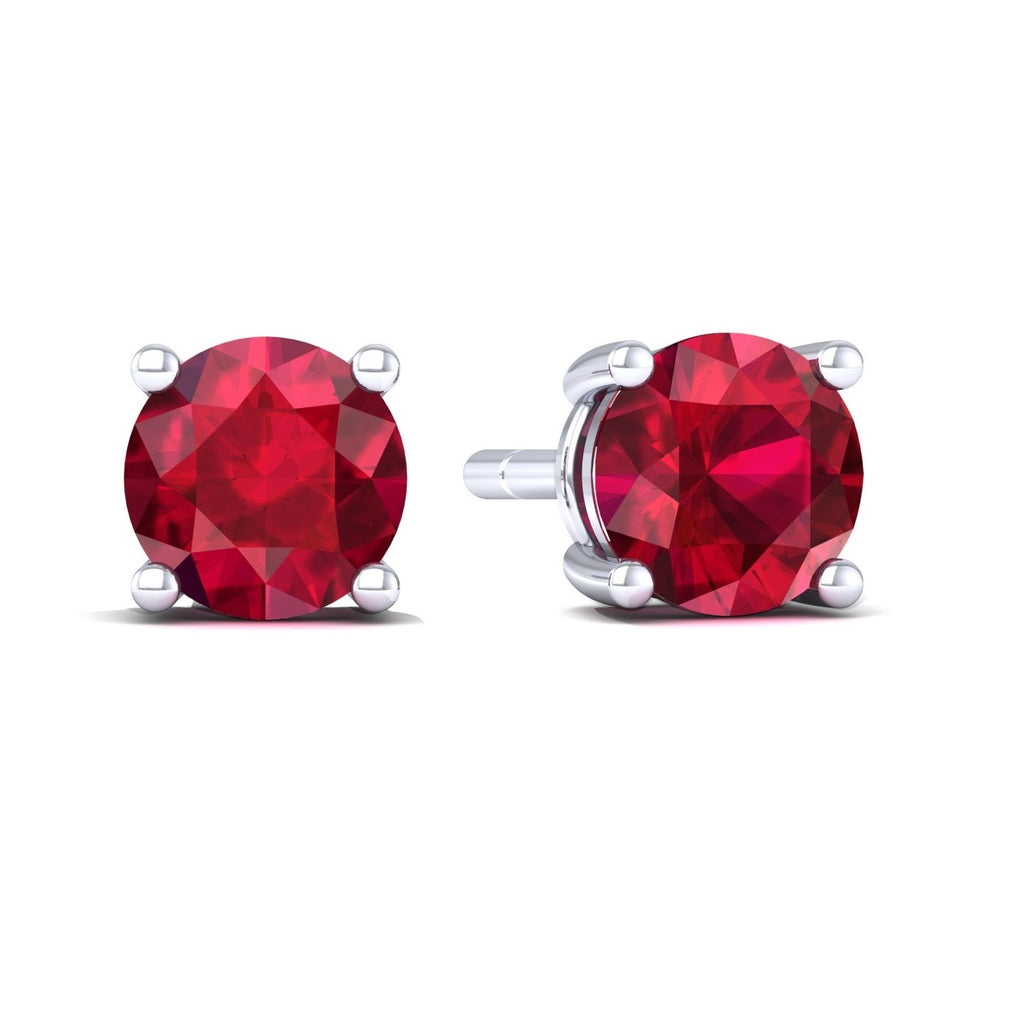Tiny Ruby 925 Silver Earring Stud
