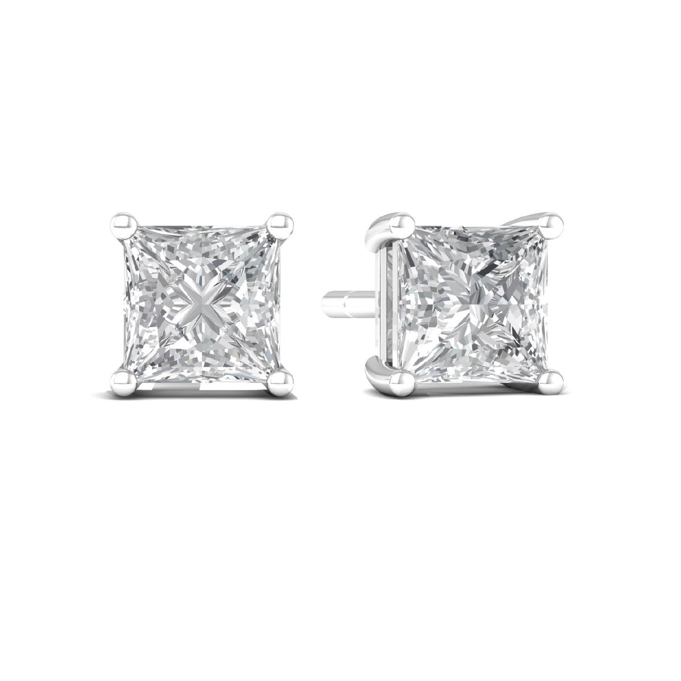 Square Cut 925 Silver Studs Earrings