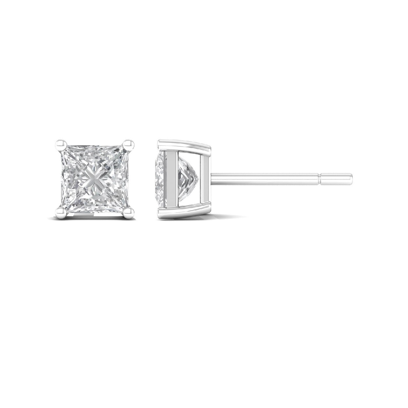 Square Cut 925 Silver Studs Earrings