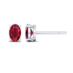 Red Oval 925 Silver Studs Earrings
