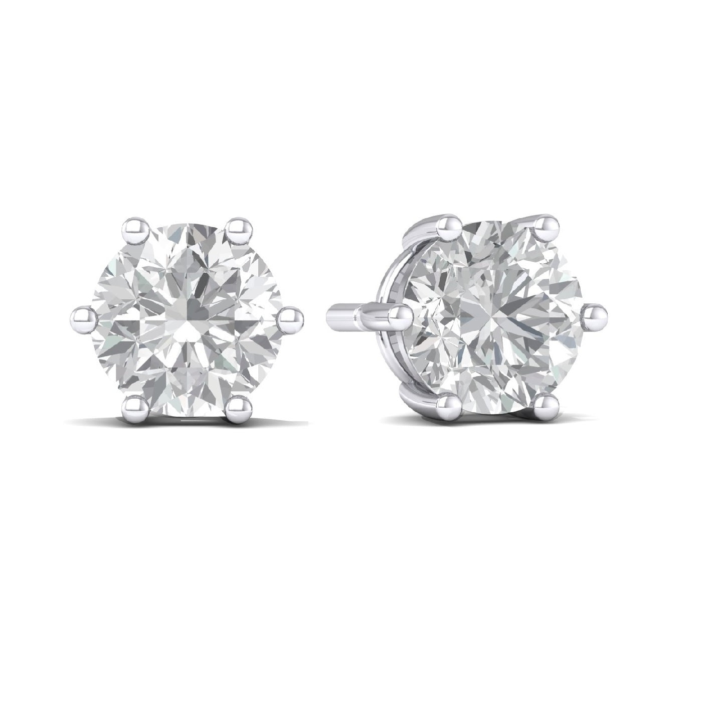 Brilliant Cut Diamond Simulant Earrings | Sparkly Silver Studs