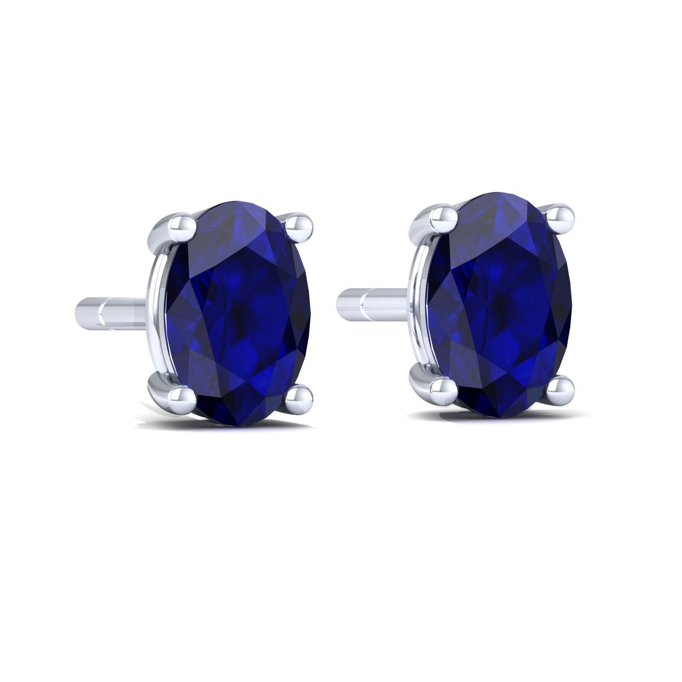 Blue Oval 925 Silver Studs Earrings