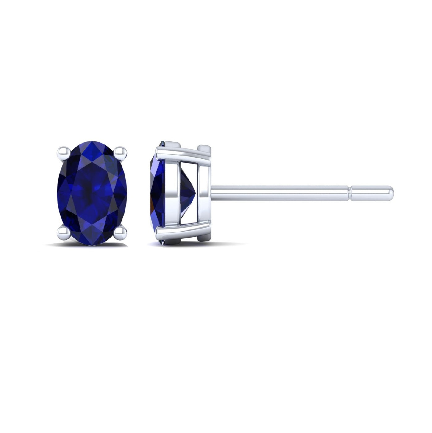 Blue Oval 925 Silver Studs Earrings