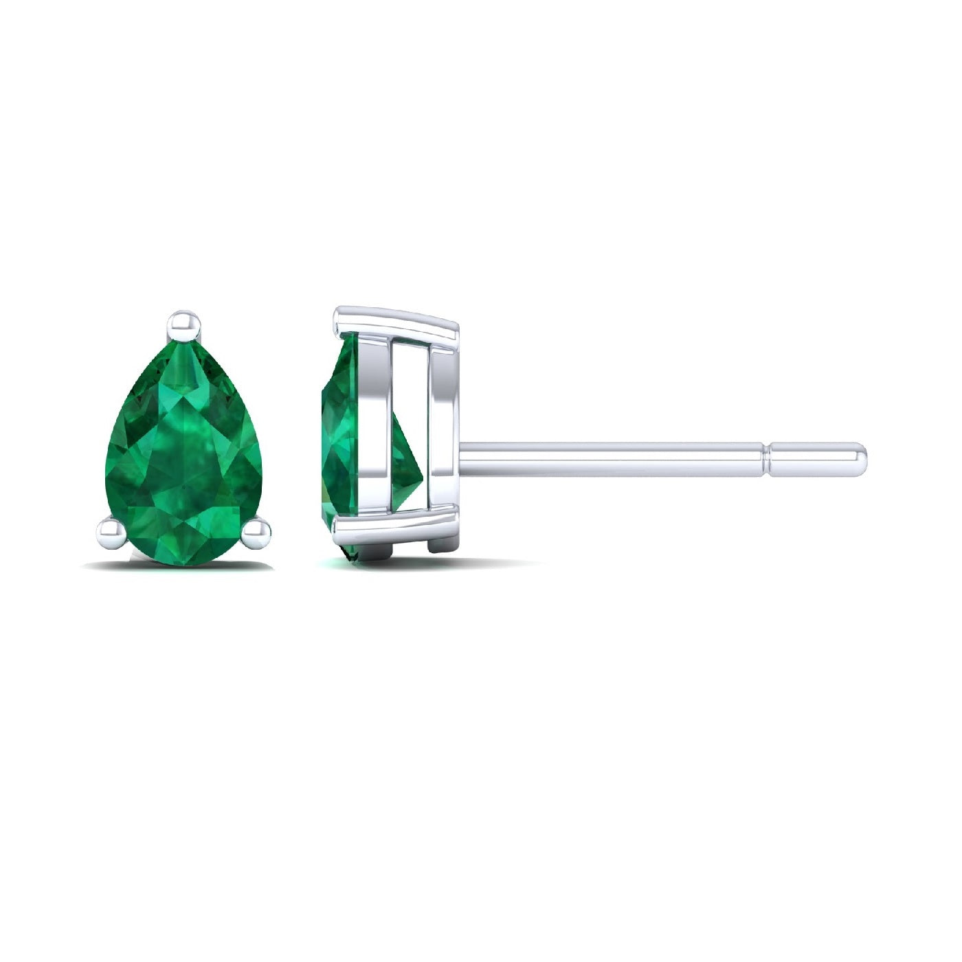 Emerald Pear 925 Silver Studs Earrings